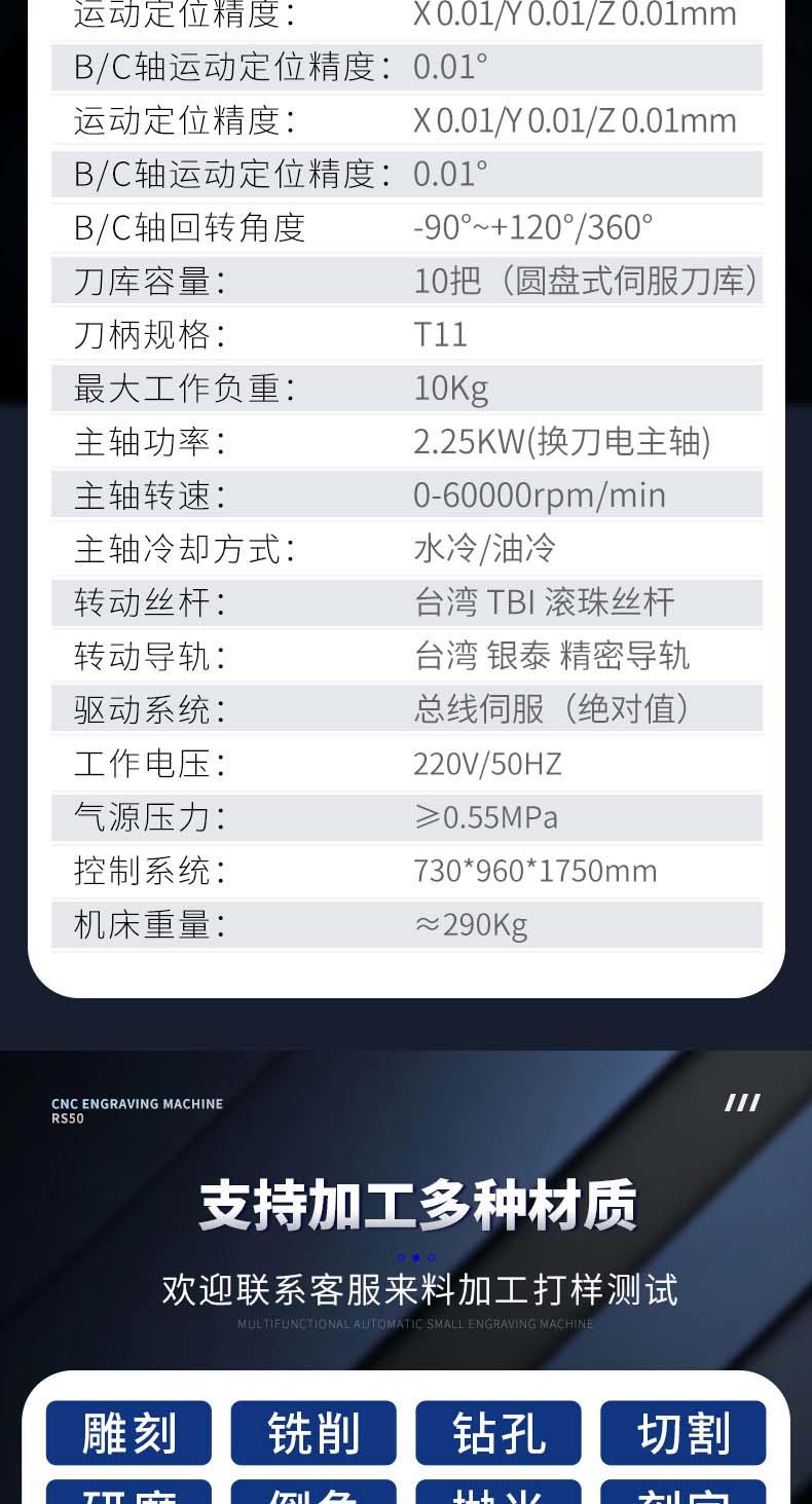 RS50五轴雕刻机参数
